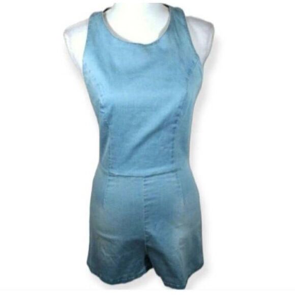 MEBON BY MACHINE JEANS ROMPER SZ.L NWT BLUE. - Picture 2 of 5